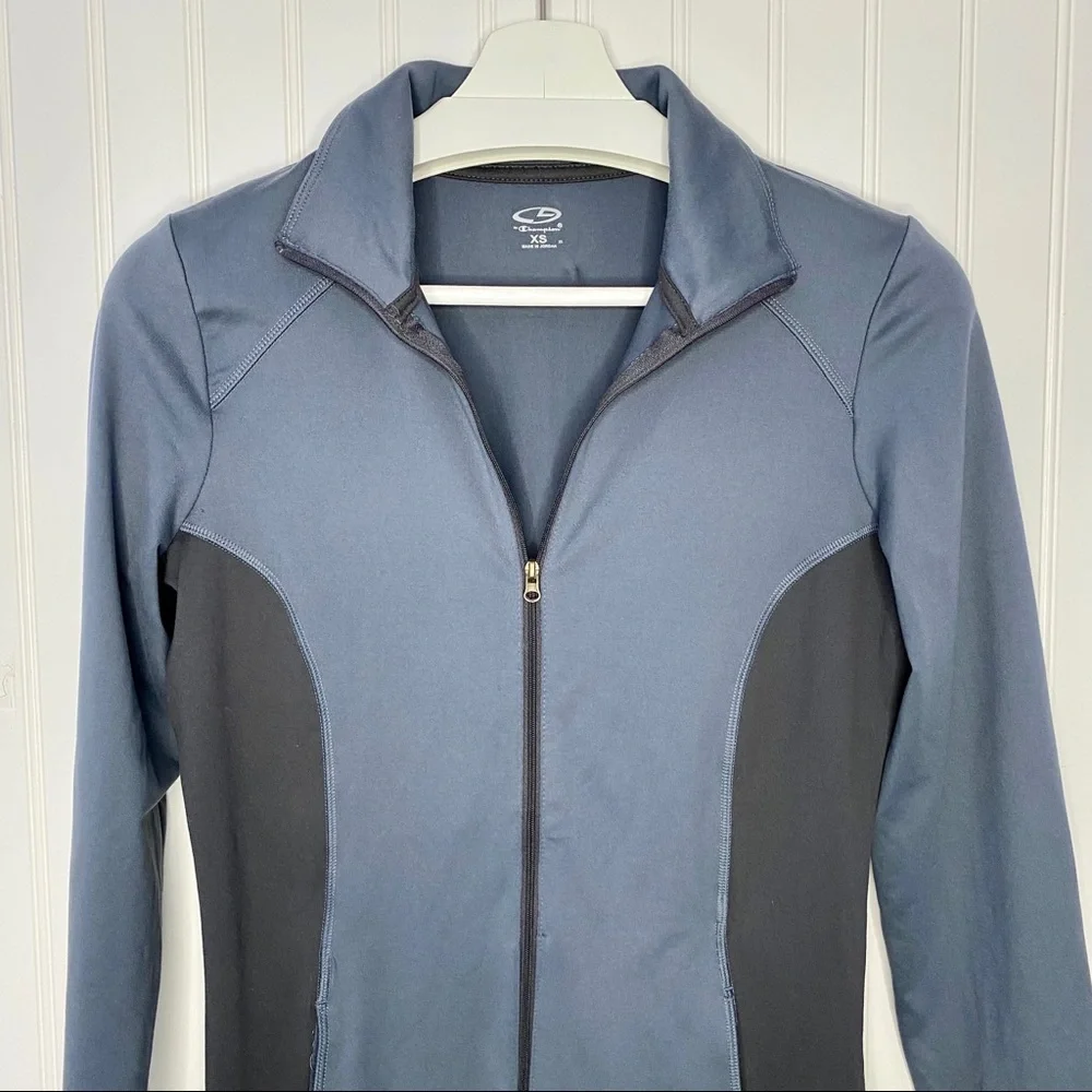CHAMPION Athletic Jacket Full Zip Blue & Black Colorblock XS - Picture 2 of 8